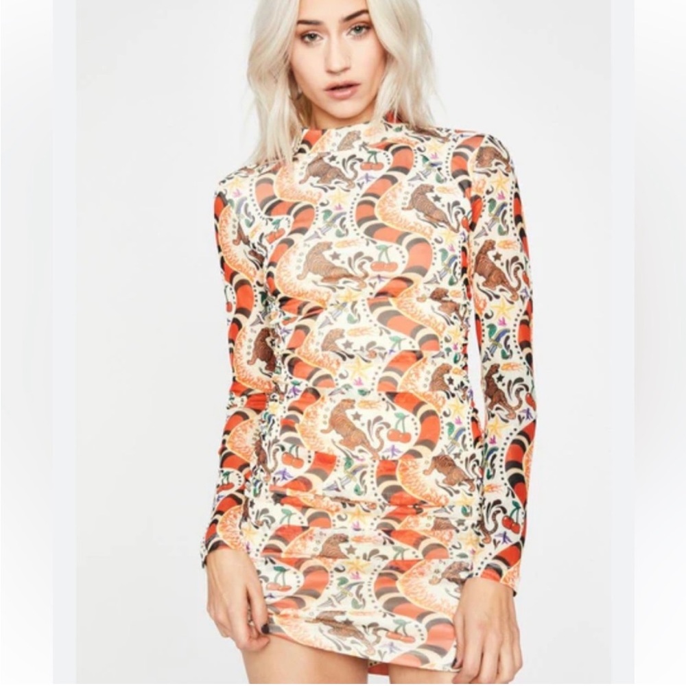 Tiger Mesh Mini Dress